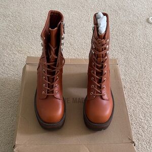 Steve Madden Brown Lace-Up Combat Boots NEW